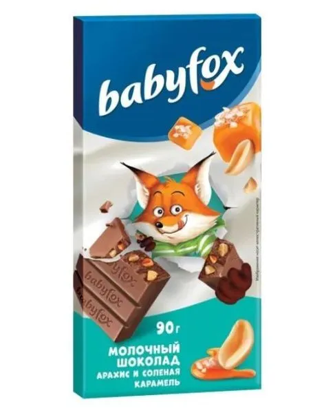 Молочный шоколад с арахисом и солёной карамелью BabyFox