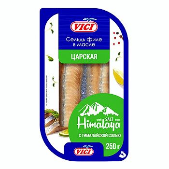 Сельдь Царская Vici в масле филе кусочки с укропом 